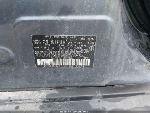 Subaru u5 2017 4S4BSAFC1H3382877 Image 9