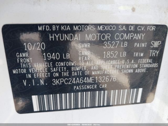 2021 HYUNDAI ACCENT 3KPC24A64ME132676 Photo 8