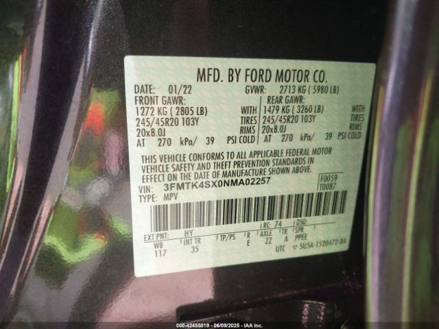 2022 FORD MUSTANG MACH-E 3FMTK4SX0NMA02257 Photo 8