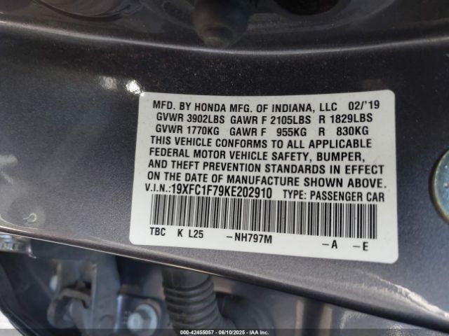 2019 HONDA CIVIC 19XFC1F79KE202910 Photo 8
