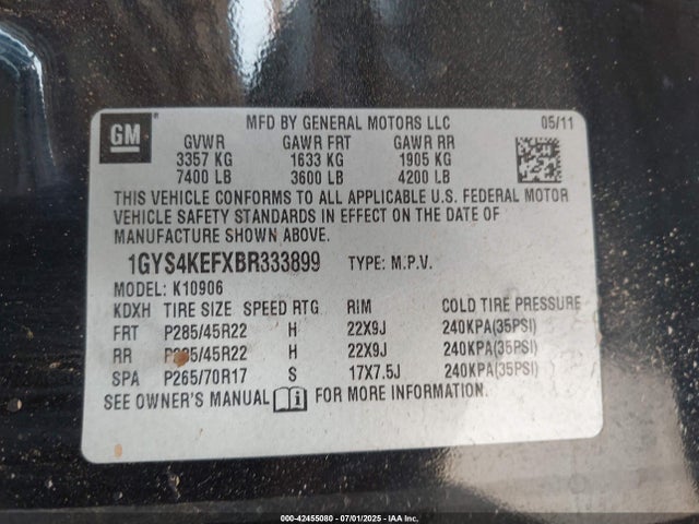2011 CADILLAC ESCALADE ESV 1GYS4KEFXBR333899 Photo 8