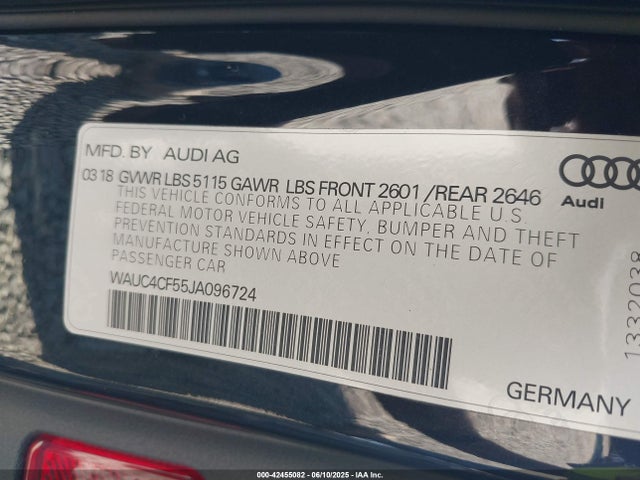 2018 AUDI S5 WAUC4CF55JA096724 Photo 8