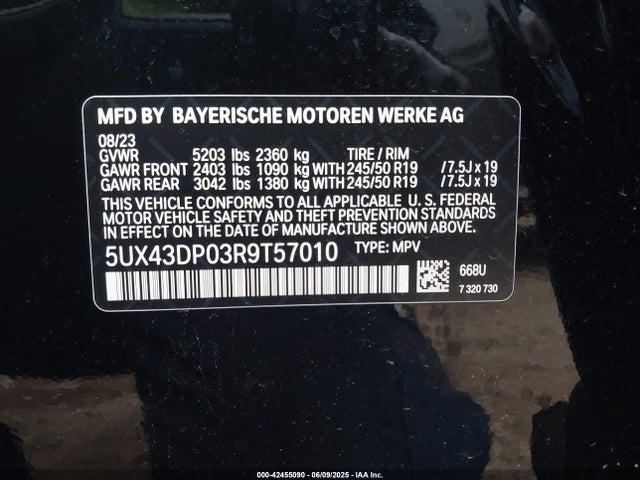 5UX43DP03R9T57010 BMW 2024