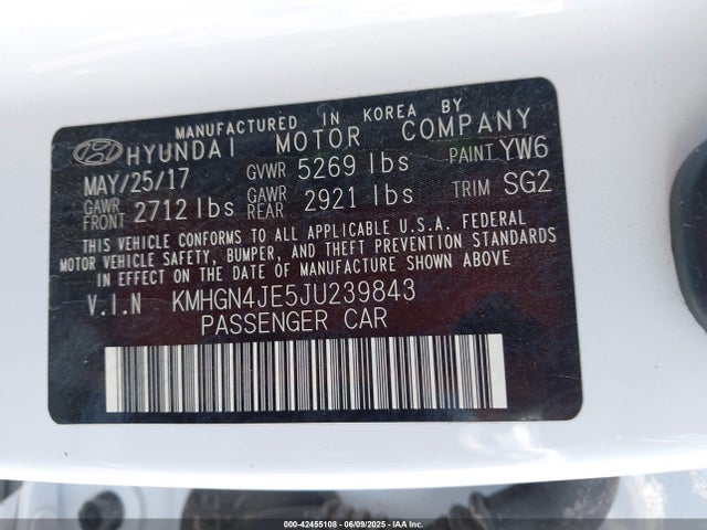 KMHGN4JE5JU239843 Genesis G80
