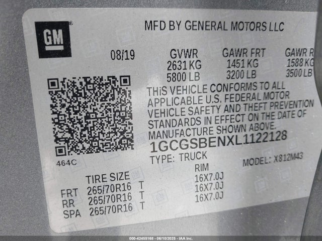 1GCGSBENXL1122128 Chevrolet lg2 - di: direct injection, vvt: variable valve timing, alum, var2, gen2