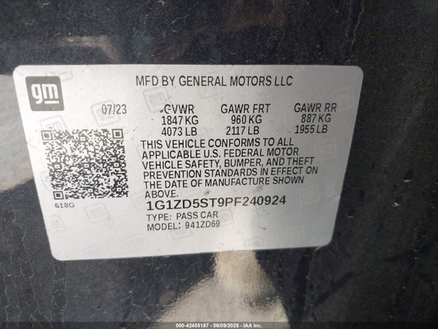 1G1ZD5ST9PF240924 Chevrolet Malibu Fwd 1lt