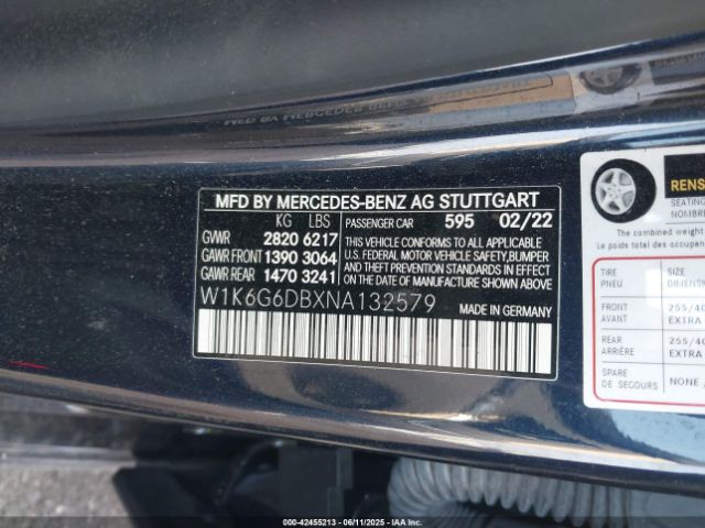 2022 MERCEDES-BENZ S 500 W1K6G6DBXNA132579 Photo 8