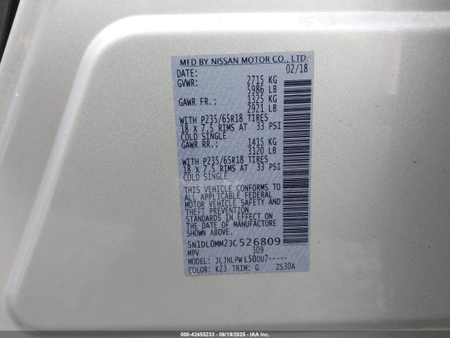 Infiniti 2018 2018 5N1DL0MM2JC526809 Image 9