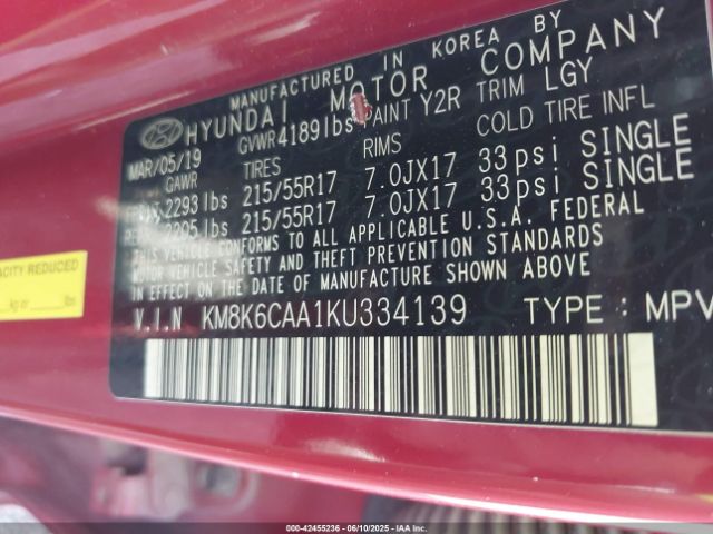 2019 HYUNDAI KONA KM8K6CAA1KU334139 Photo 8