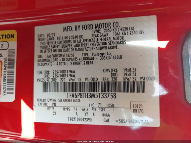 2021 FORD MUSTANG 1FA6P8TH3M5133758 Photo 8