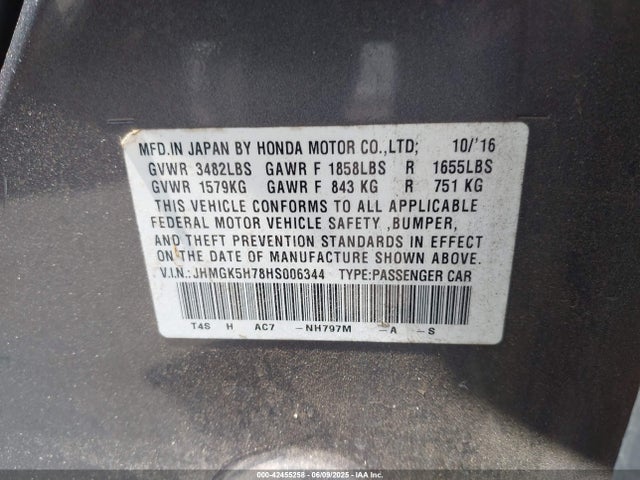 JHMGK5H78HS006344 Honda l15b1/l15b3