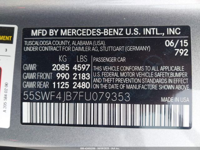 55SWF4JB7FU079353 Mercedes-Benz C 300 Luxury/sport