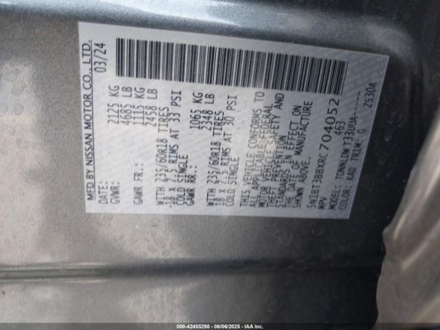 5N1BT3BBXRC704052 Nissan Rogue Sv Intelligent Awd