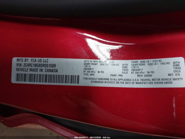 2025 CHRYSLER PACIFICA 2C4RC1BG8SR551509 Photo 8
