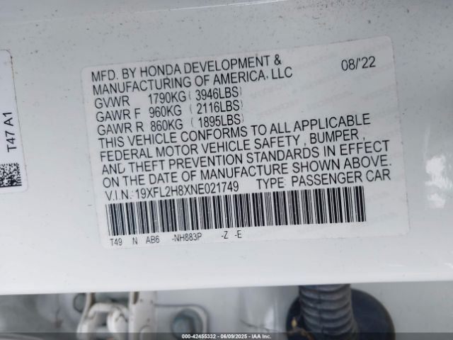 19XFL2H8XNE021749 Honda k20c2