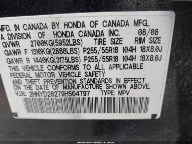 2009 ACURA MDX 2HNYD28279H504797 Photo 8