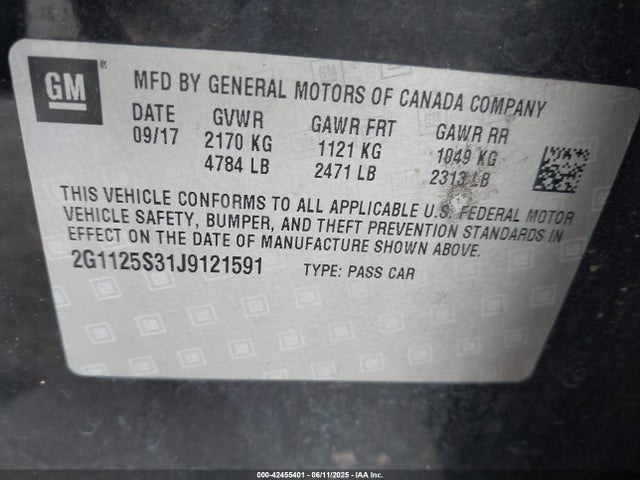 2G1125S31J9121591 Chevrolet IMPALA 2LZ
