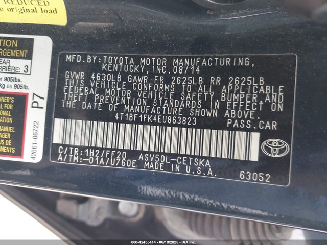Toyota 2ar-fe 2014 4T1BF1FK4EU863823 Image 9
