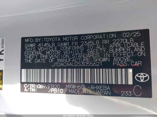 JTDACAAU2S3055621 Toyota m20a-fxs