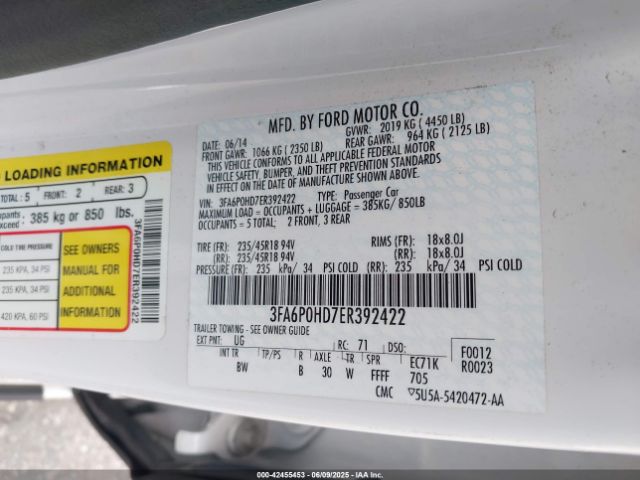 3FA6P0HD7ER392422 Ford Fusion