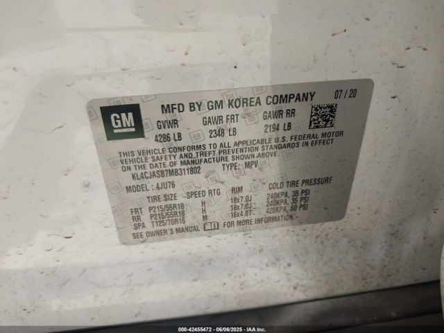 KL4CJASB7MB311802 Buick luv - mfi, vvt, alum, gme e85 max