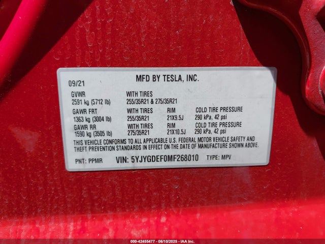 5YJYGDEF0MF268010 Tesla Model Y