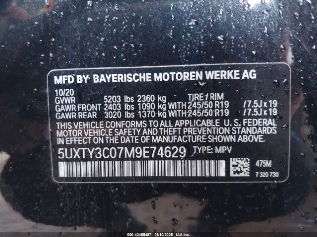 2021 BMW X3 5UXTY3C07M9E74629 Photo 8