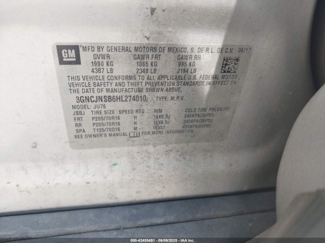 3GNCJNSB6HL274010 Chevrolet TRAX LS