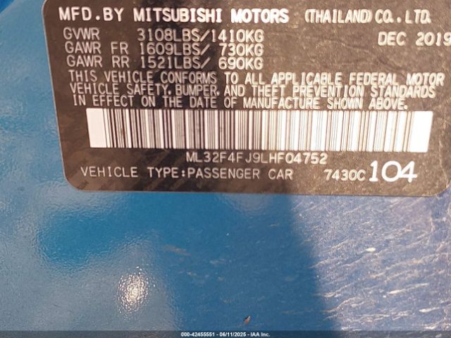2020 MITSUBISHI MIRAGE G4 ML32F4FJ9LHF04752 Photo 8