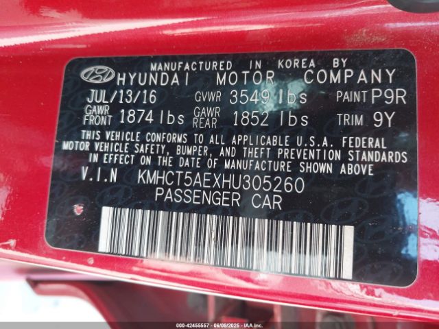 KMHCT5AEXHU305260 Hyundai ACCENT SE