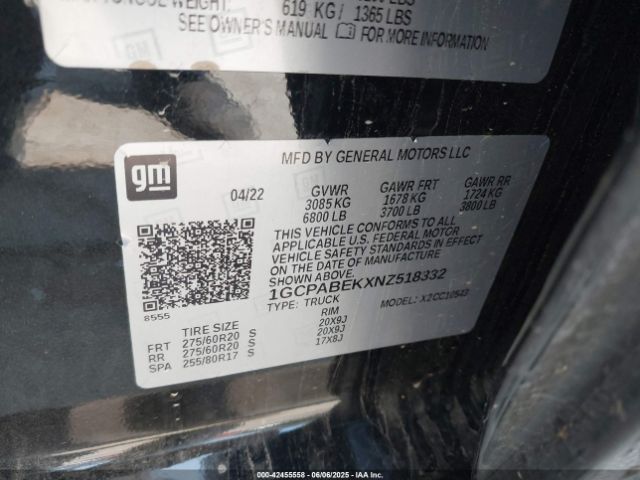 2022 CHEVROLET SILVERADO 1500 1GCPABEKXNZ518332 Photo 8