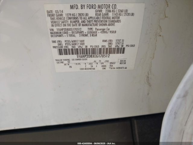 1FAHP2D8XEG170512 Ford TAURUS SE
