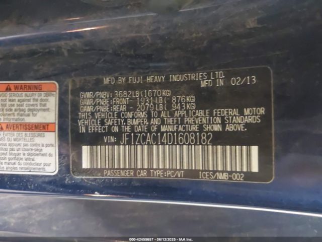 2013 SUBARU BRZ JF1ZCAC14D1608182 Photo 8