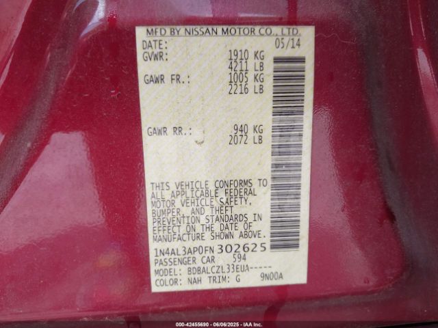1N4AL3AP0FN302625 Nissan Altima