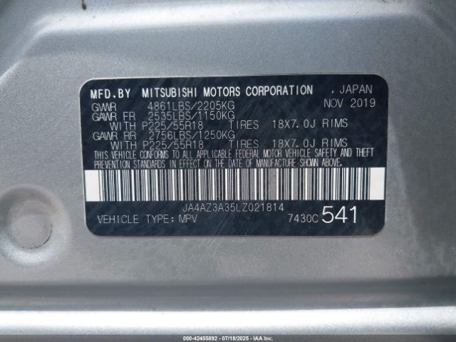 2020 MITSUBISHI OUTLANDER JA4AZ3A35LZ021814 Photo 8