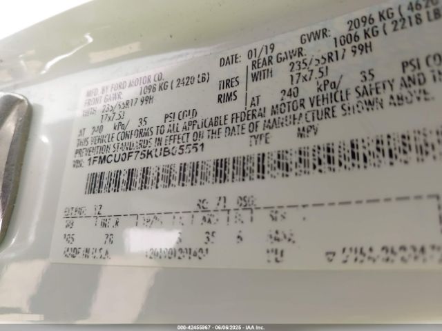 2019 FORD ESCAPE 1FMCU0F75KUB05551 Photo 8