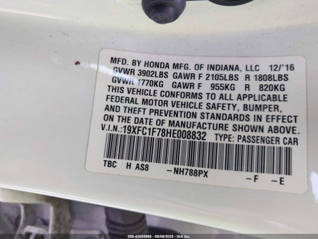 19XFC1F78HE008832 Honda l15b7