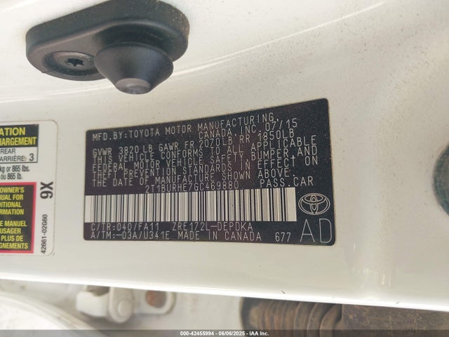 Toyota 2zr-fe 2016 2T1BURHE7GC469880 Image 9