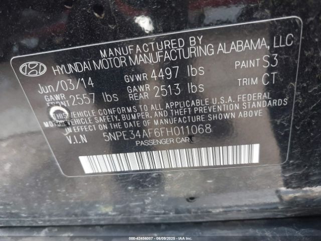 5NPE34AF6FH011068 Hyundai dohc gdi theta-ii