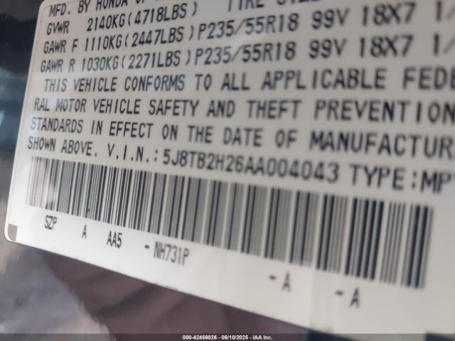 2010 ACURA RDX 5J8TB2H26AA004043 Photo 8