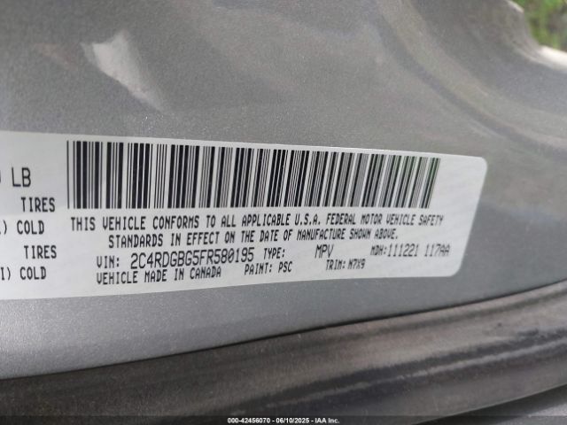 2C4RDGBG5FR580195 Dodge Grand Caravan Se