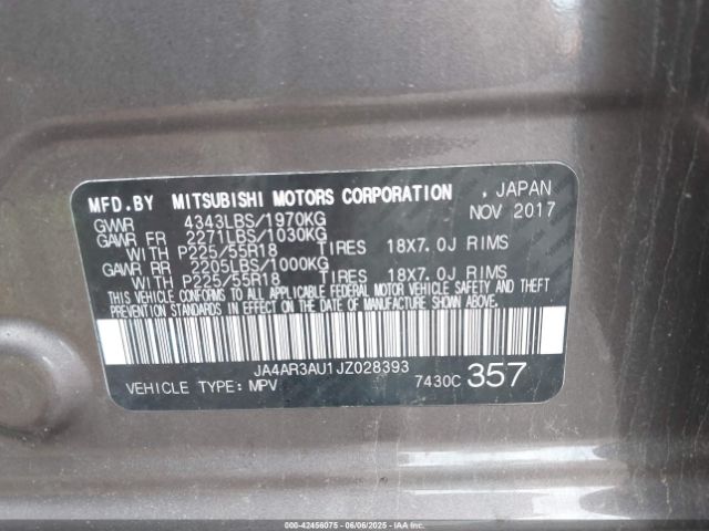 2018 MITSUBISHI OUTLANDER SPORT JA4AR3AU1JZ028393 Photo 8