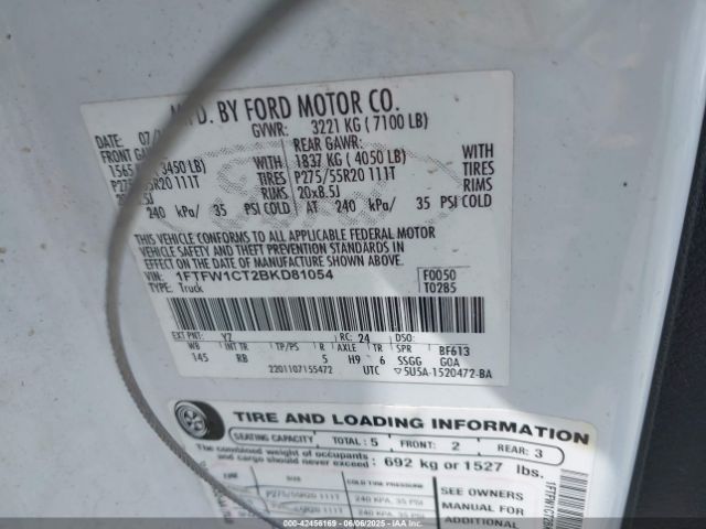 2011 FORD F-150 1FTFW1CT2BKD81054 Photo 8