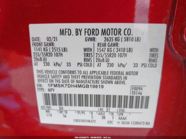 2021 FORD EXPLORER 1FMSK7DH4MGB19819 Photo 8
