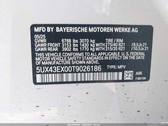 5UX43EX00T9026186 BMW X6 M60i