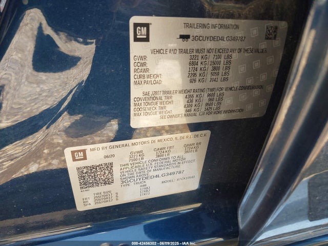 3GCUYDED4LG349787 Chevrolet l84 - di, dfm, alum, gen 5, var 2