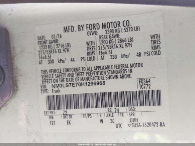 NM0LS7E70H1296968 Ford 2.5l dohc pfi