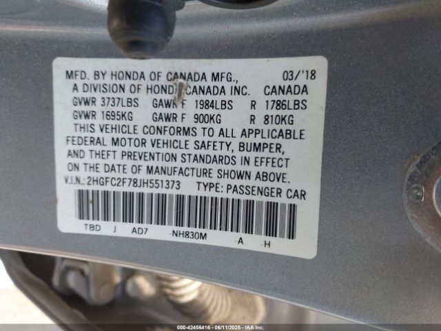 2018 HONDA CIVIC 2HGFC2F78JH551373 Photo 8