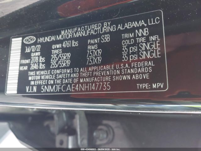 2022 HYUNDAI TUCSON 5NMJFCAE4NH147735 Photo 8