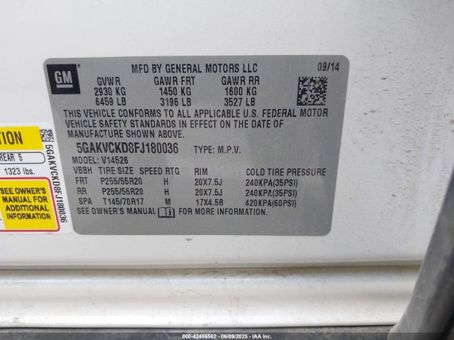 5GAKVCKD8FJ180036 Buick llt